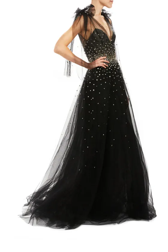 Gown with Bow Shoulder Ties sold by Monique Lhuillier product image thumbnail 3