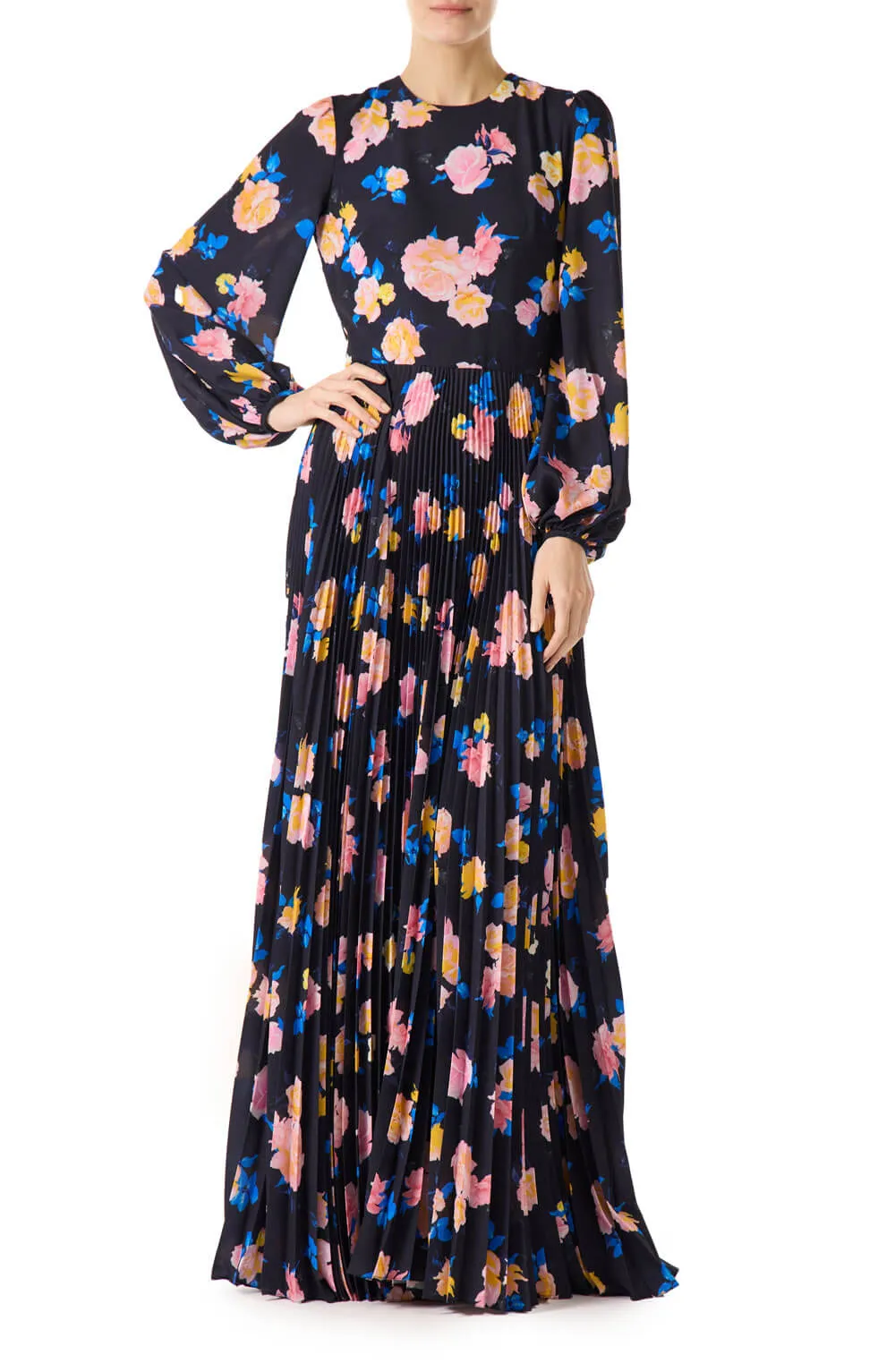 Floral Printed Long Sleeve Gown sold by Monique Lhuillier