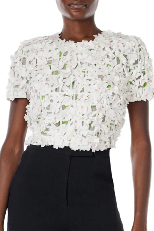 Short Sleeve Embroidered Top sold by Monique Lhuillier