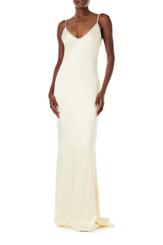 Embroidered Satin Slip Gown sold by Monique Lhuillier