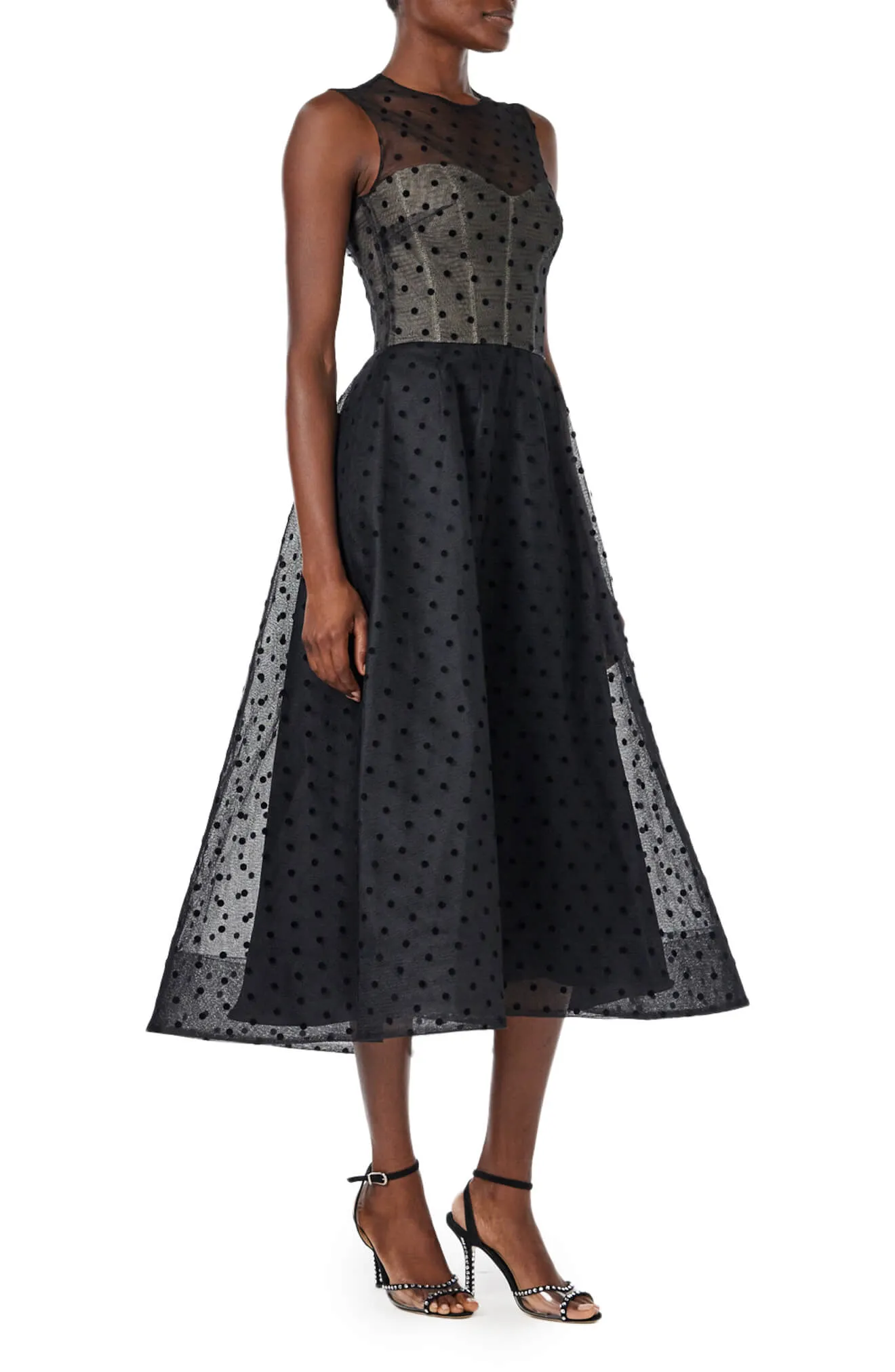 Dotted Tulle Sleeveless Cocktail Dress sold by Monique Lhuillier product image thumbnail 3