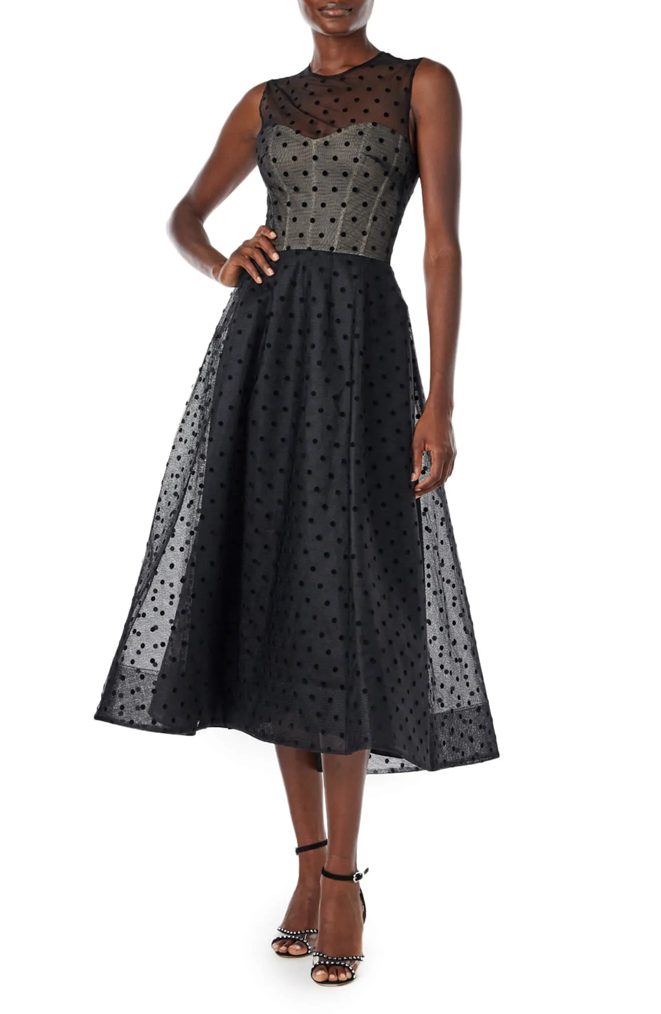 Dotted Tulle Sleeveless Cocktail Dress sold by Monique Lhuillier product image thumbnail 2