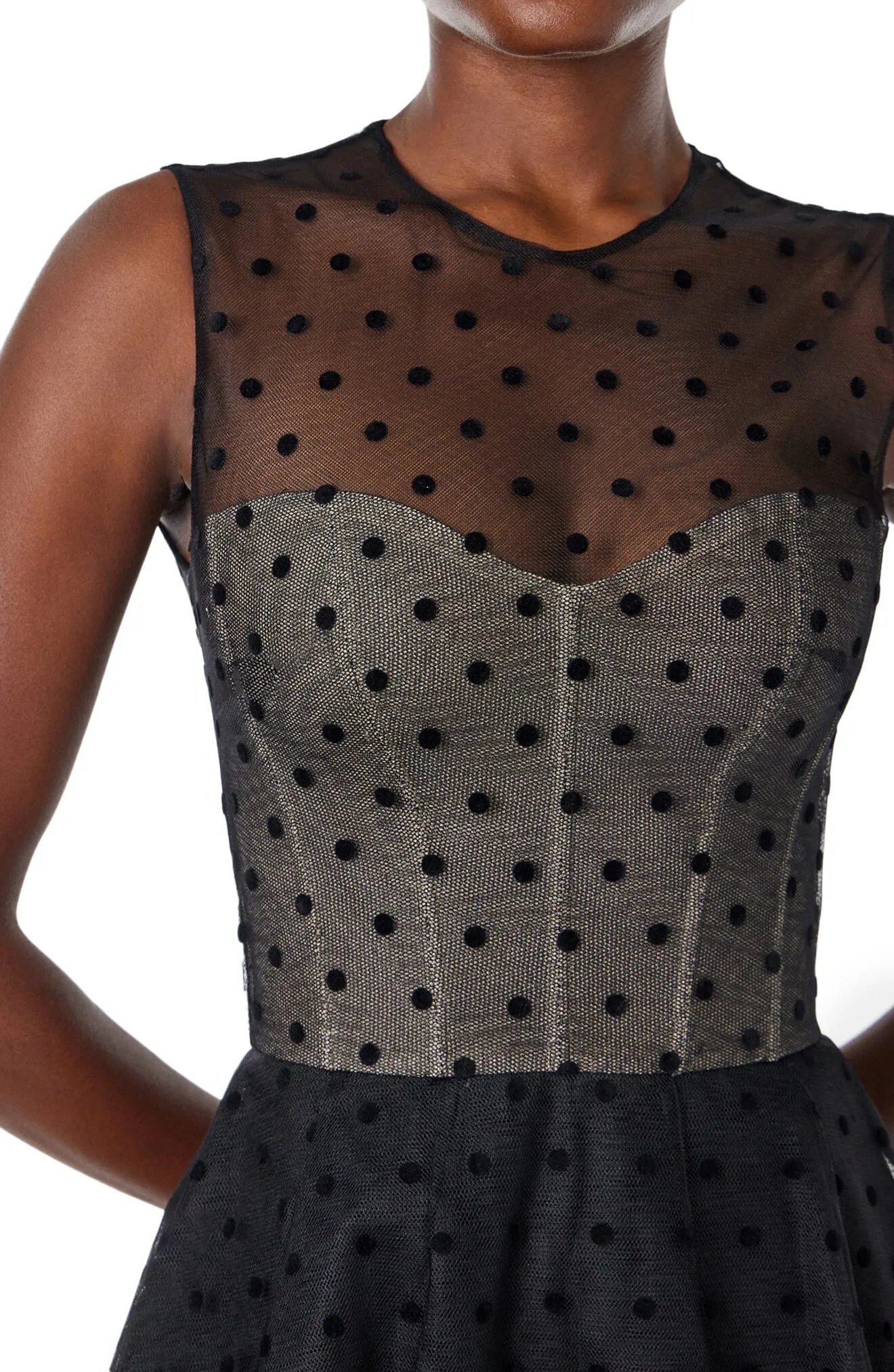 Dotted Tulle Sleeveless Cocktail Dress sold by Monique Lhuillier product image thumbnail 5