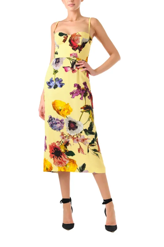 Floral Corseted Midi Dress sold by Monique Lhuillier