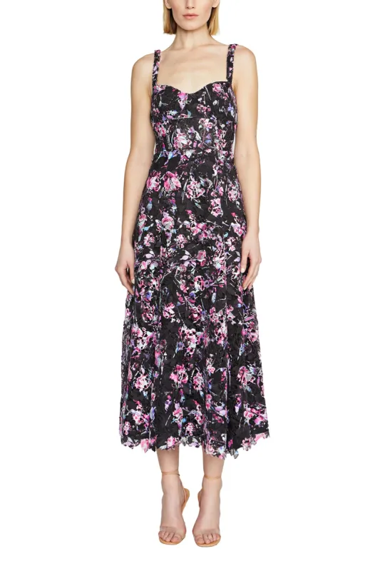 Floral Lace Midi Dress sold by Monique Lhuillier