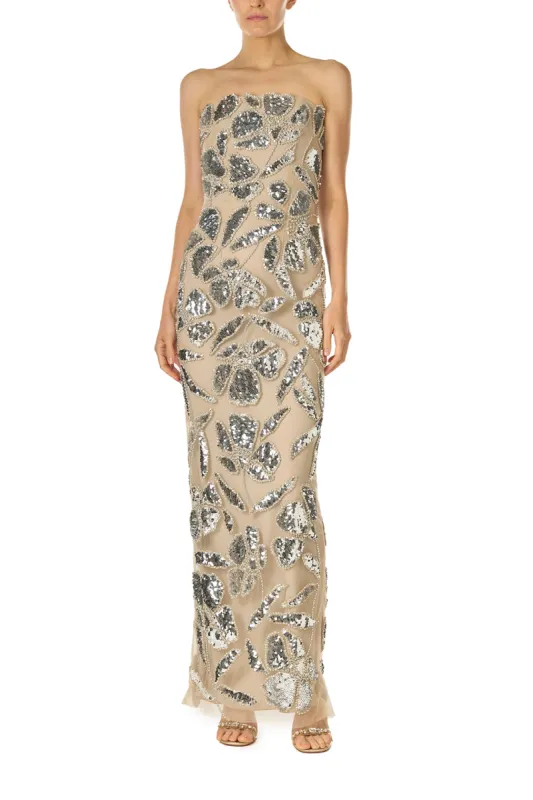 Strapless Embroidered Column Gown sold by Monique Lhuillier
