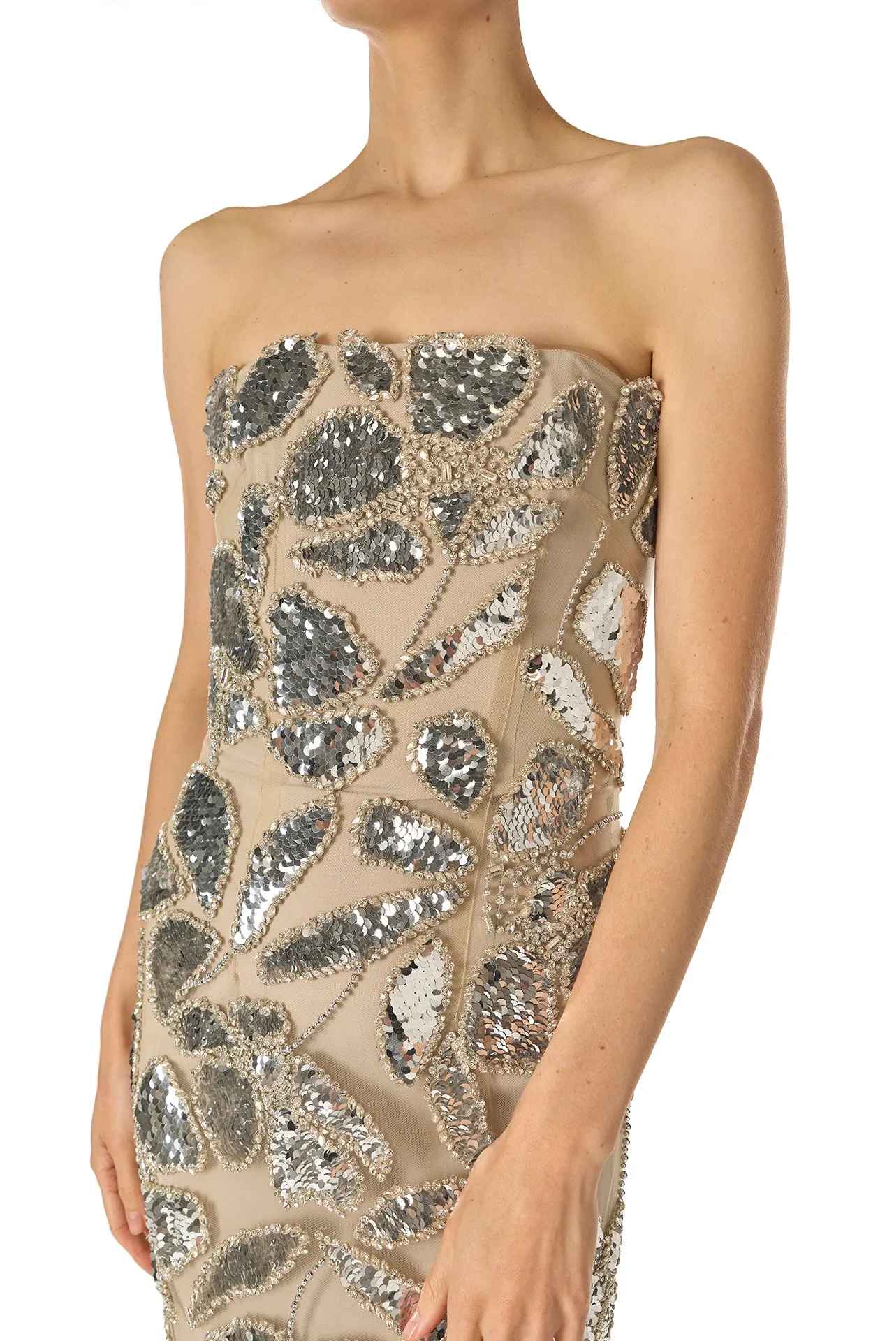 Strapless Embroidered Column Gown sold by Monique Lhuillier product image thumbnail 2