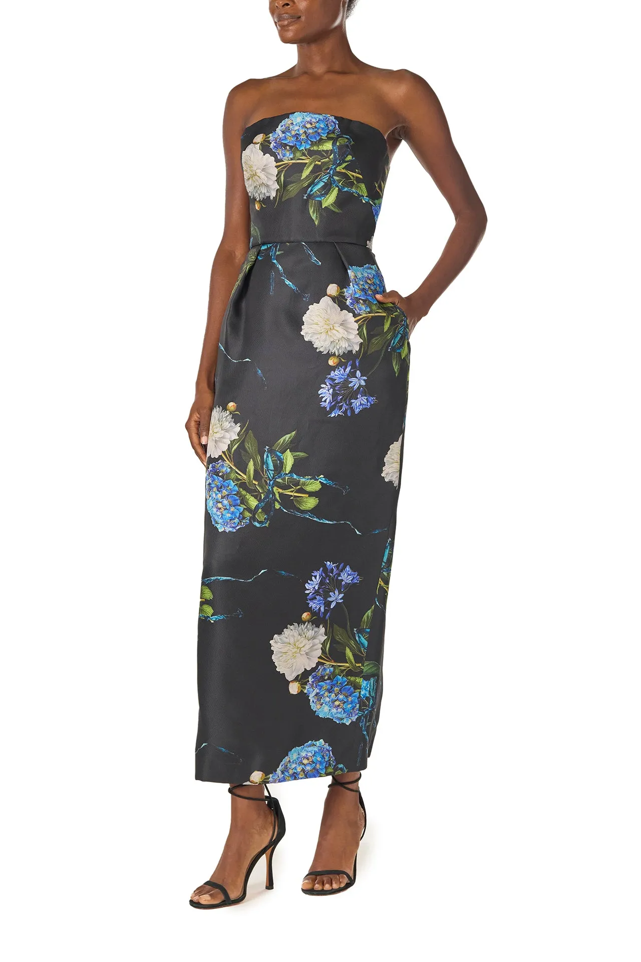 Tea Length Floral Gazar Gown sold by Monique Lhuillier product image thumbnail 3