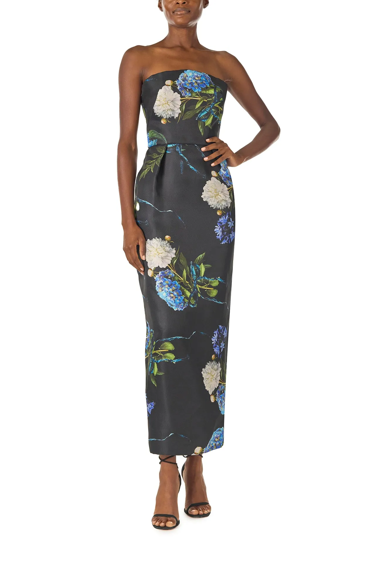 Tea Length Floral Gazar Gown sold by Monique Lhuillier