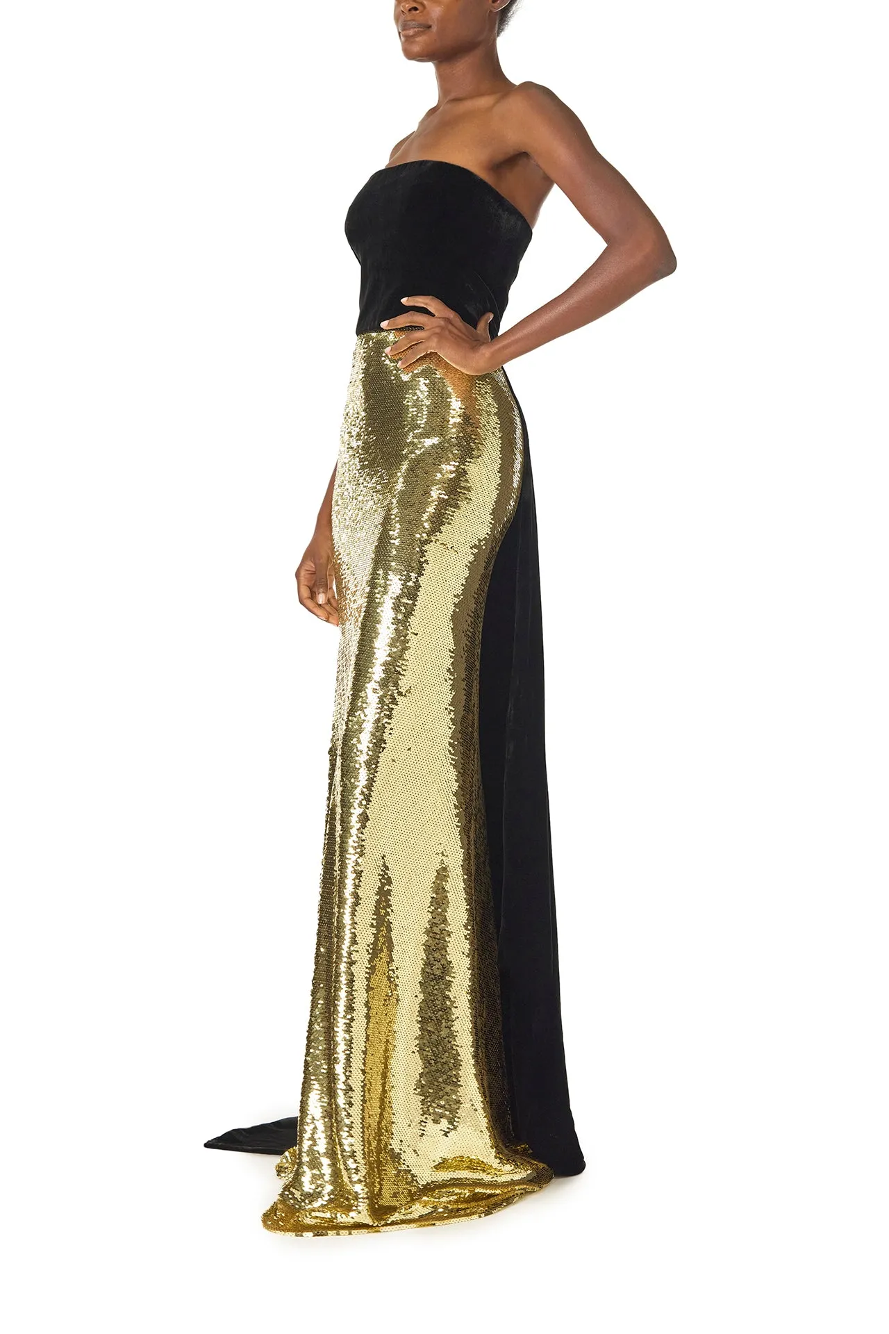 Strapless Sequin Velvet Gown sold by Monique Lhuillier product image thumbnail 3