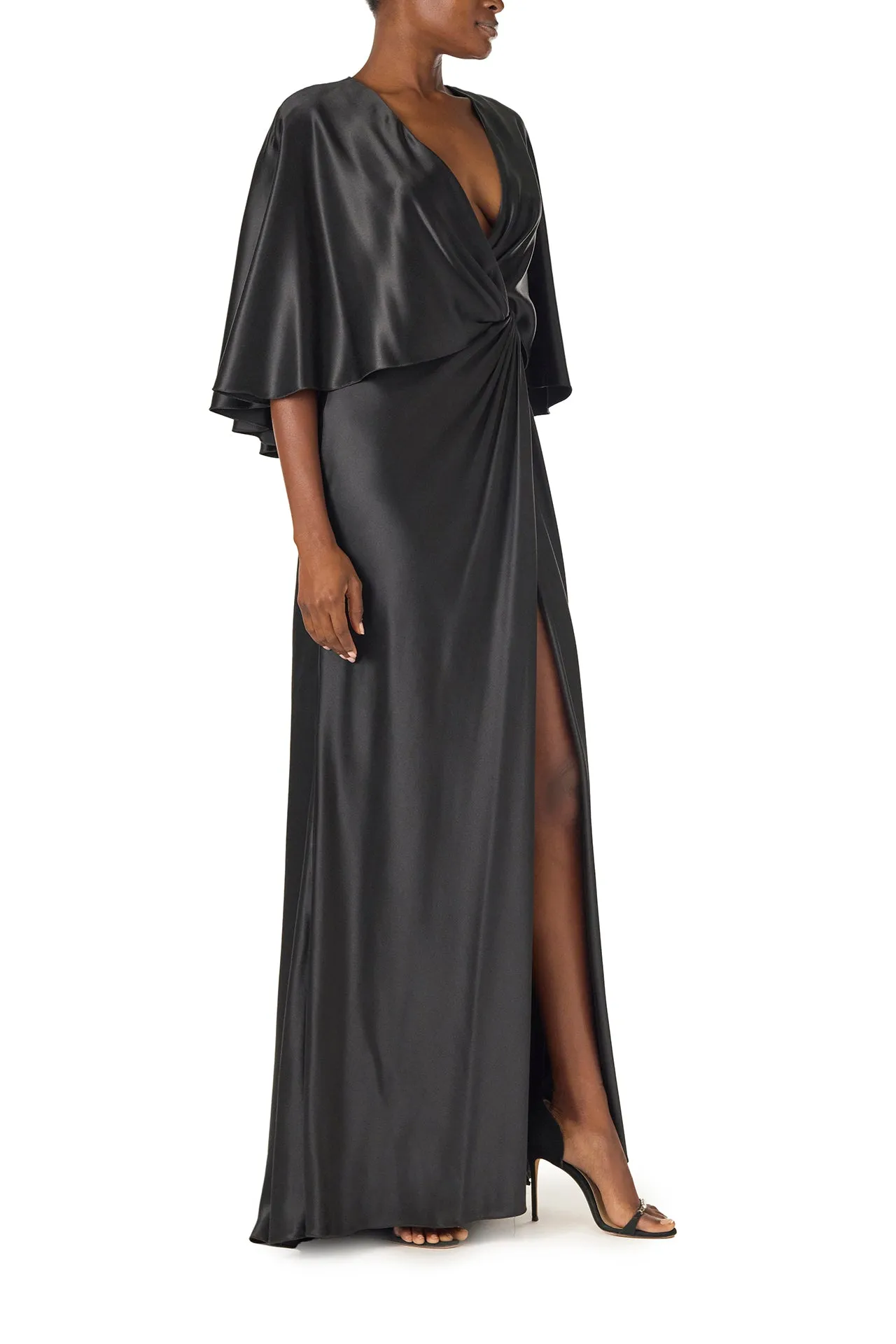 V-Neck Draped Capelet Sleeve Gown sold by Monique Lhuillier product image thumbnail 5