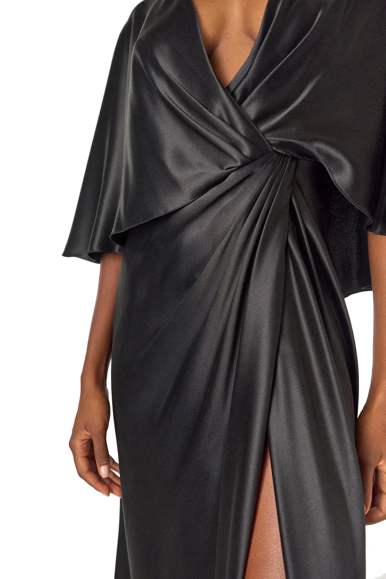 V-Neck Draped Capelet Sleeve Gown sold by Monique Lhuillier product image thumbnail 2