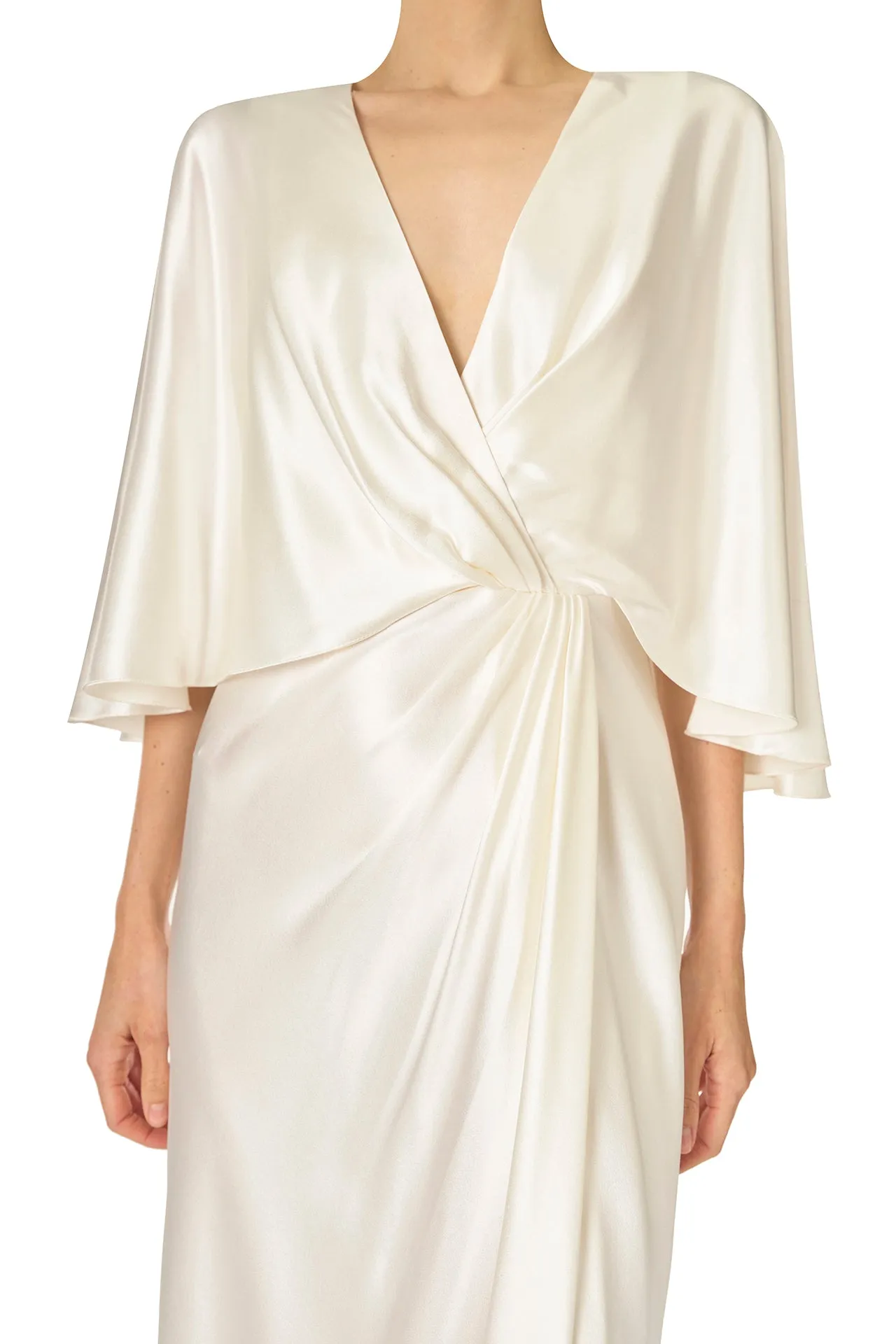V-Neck Draped Capelet Sleeve Gown sold by Monique Lhuillier product image thumbnail 2