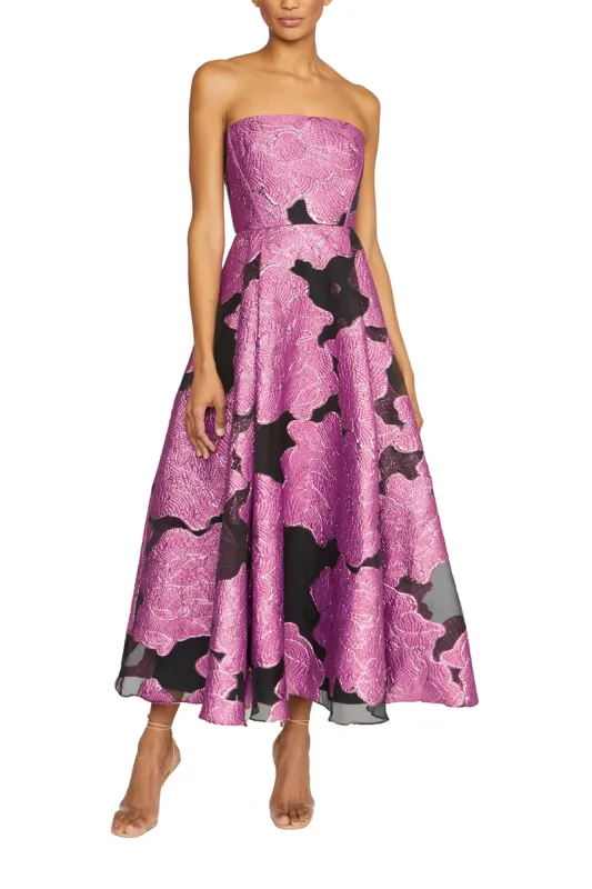 Strapless Jacquard Midi Dress sold by Monique Lhuillier
