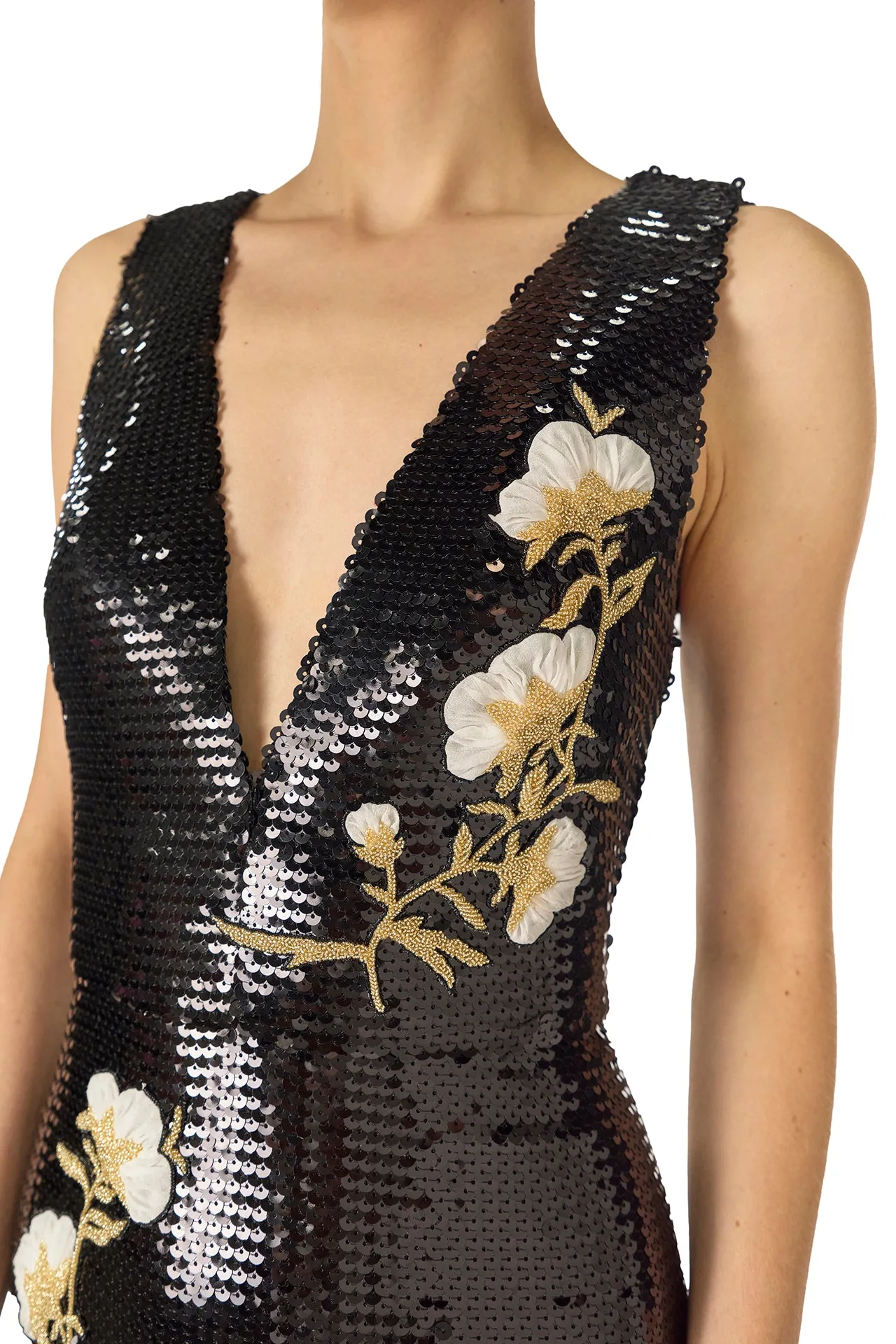 Embroidered Sequin V-Neck Gown sold by Monique Lhuillier product image thumbnail 2