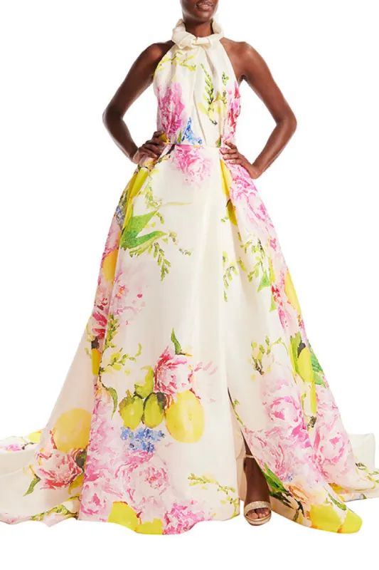 High Neck Sleeveless Floral Ball Gown sold by Monique Lhuillier