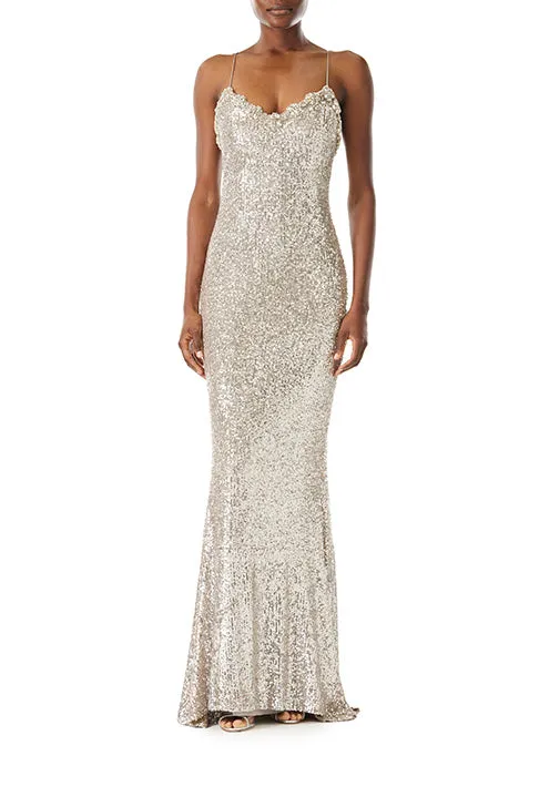Spaghetti Strap Sequin Gown sold by Monique Lhuillier product image thumbnail 2