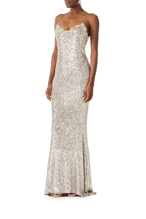 Spaghetti Strap Sequin Gown sold by Monique Lhuillier product image thumbnail 3