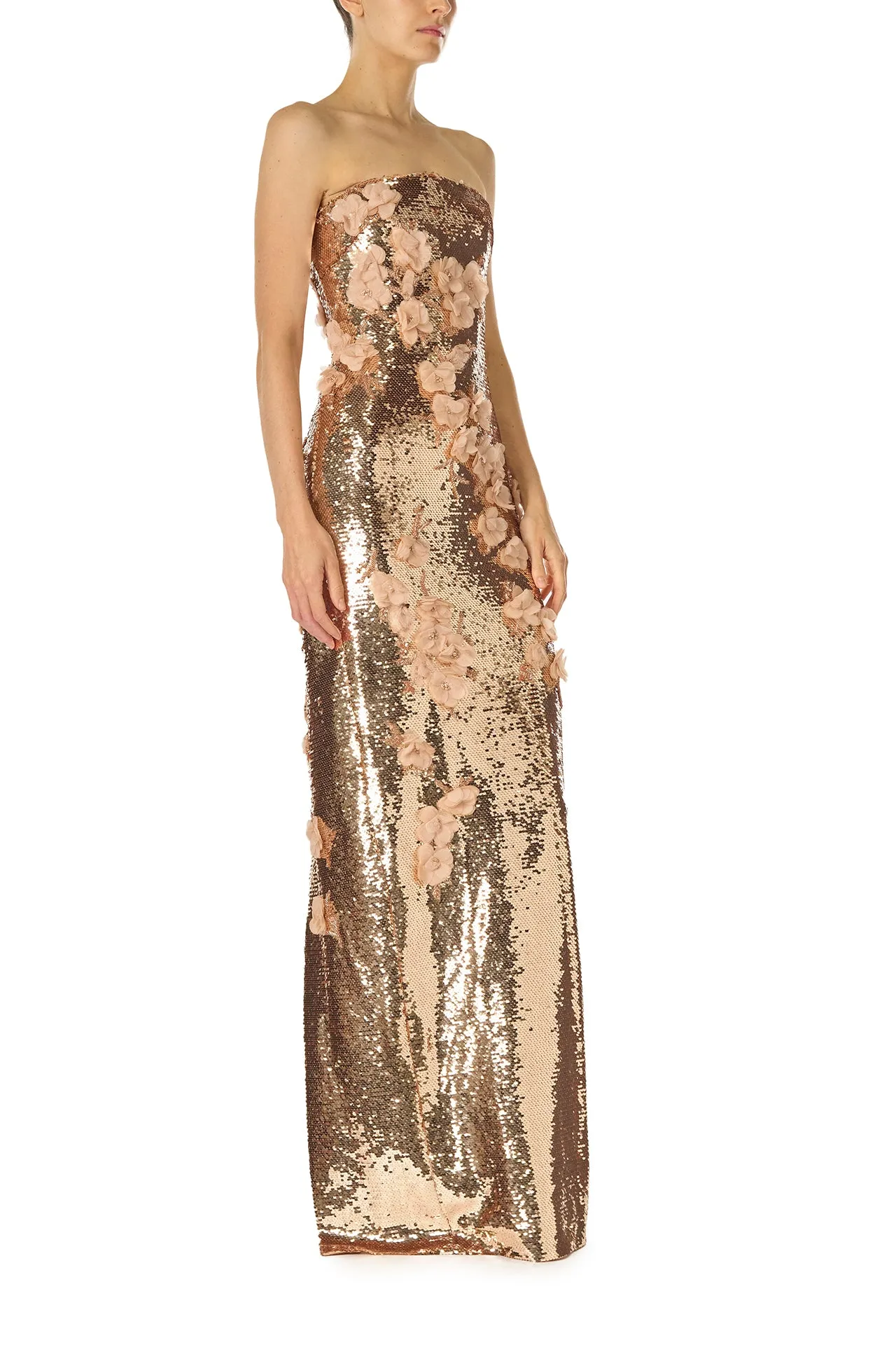 Rose Gold Floral Sequin Column Gown sold by Monique Lhuillier product image thumbnail 5