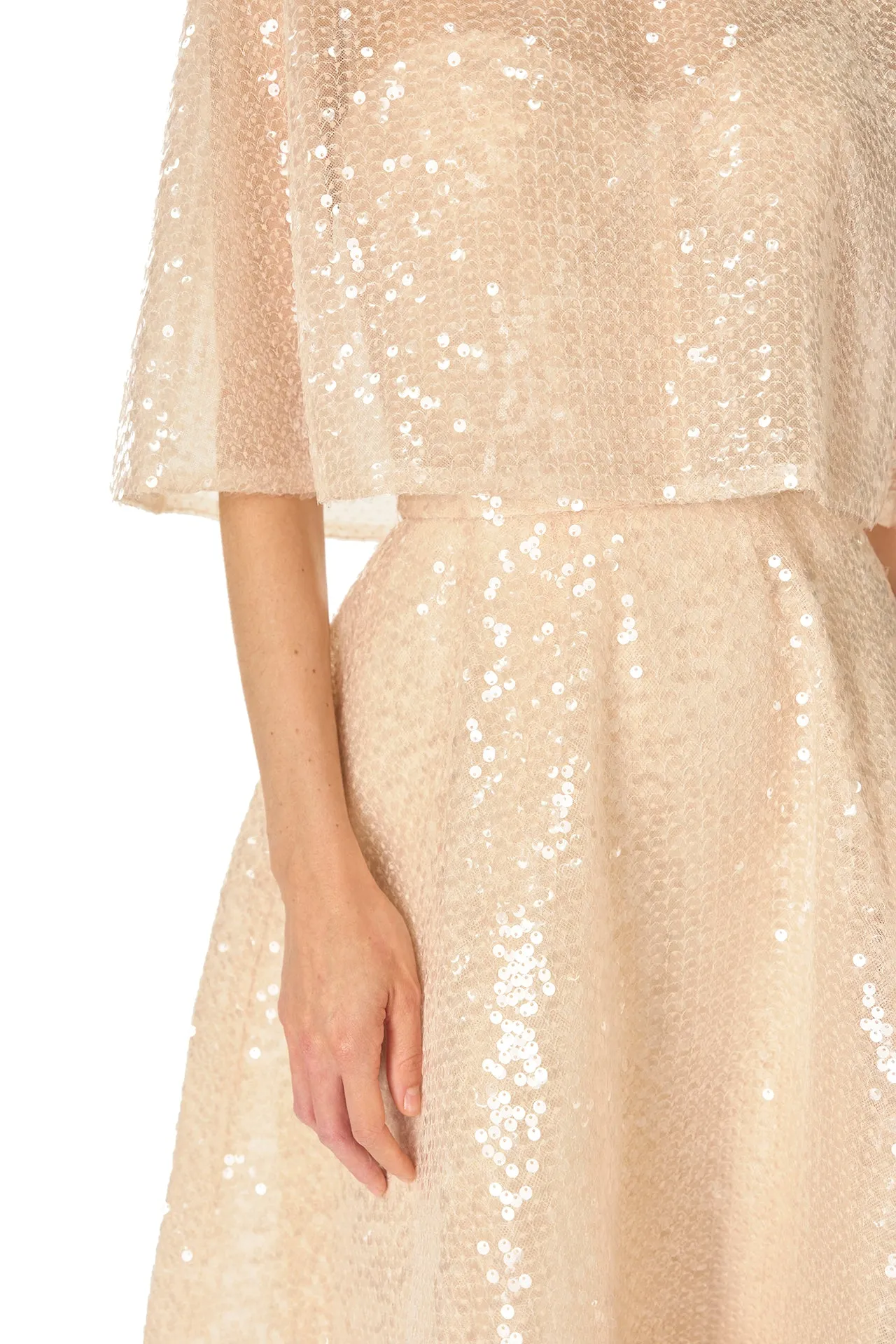 Sequin Tulle Capelet sold by Monique Lhuillier product image thumbnail 3