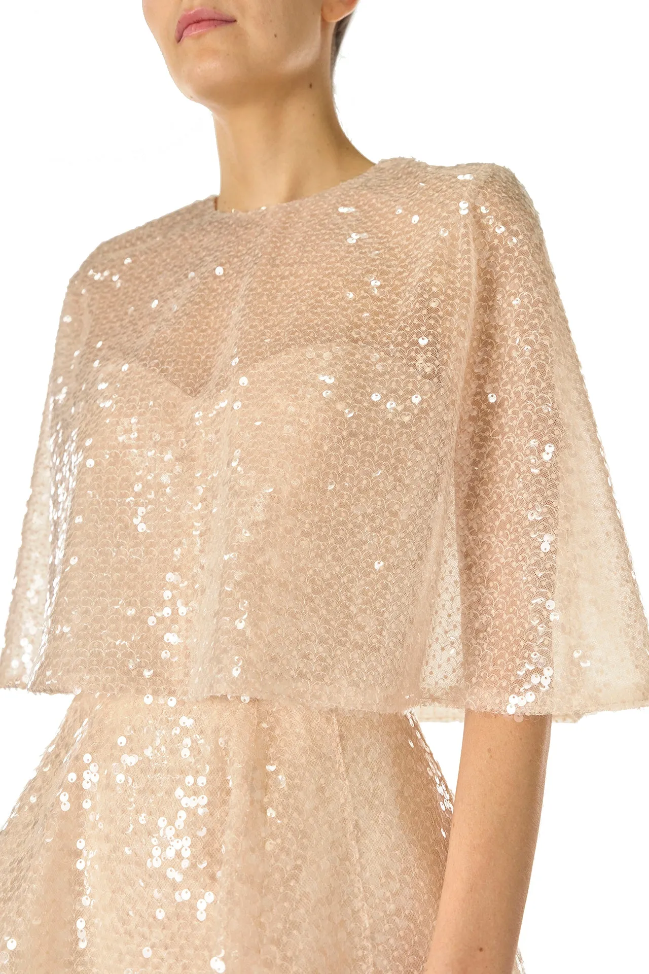 Sequin Tulle Capelet sold by Monique Lhuillier product image thumbnail 5