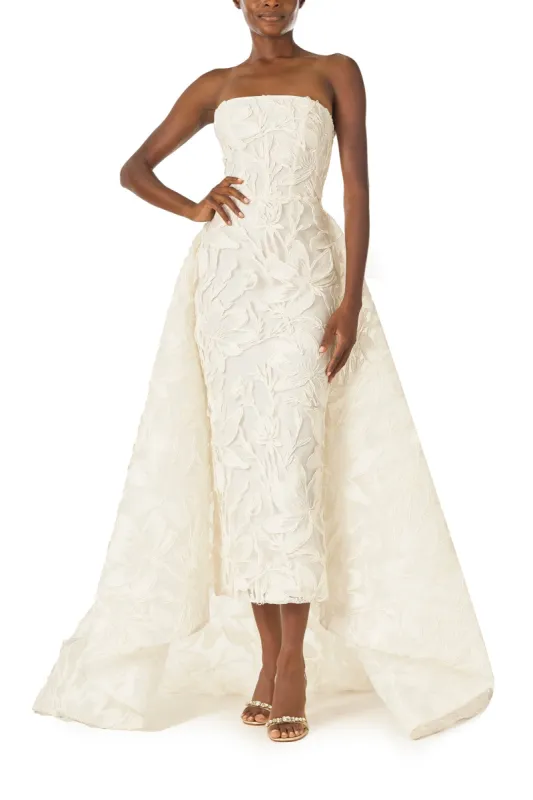 Embroidered Column Gown with Train sold by Monique Lhuillier