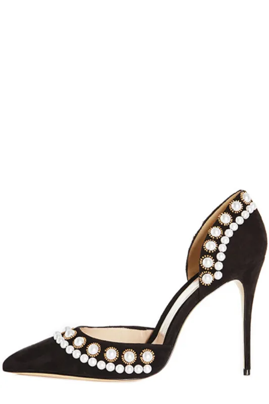 Shannon Suede Pearl Pump sold by Monique Lhuillier