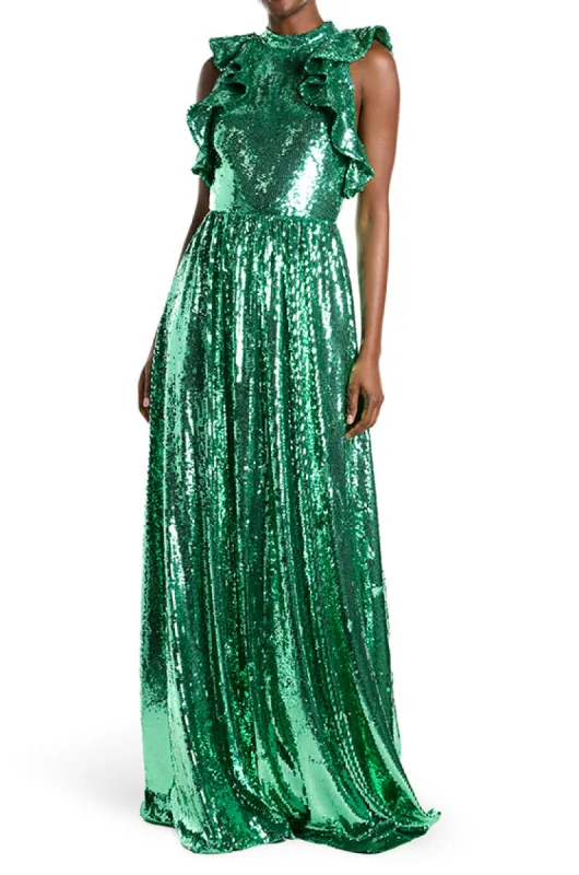 Jewel Neck Sleeveless Sequin Gown sold by Monique Lhuillier