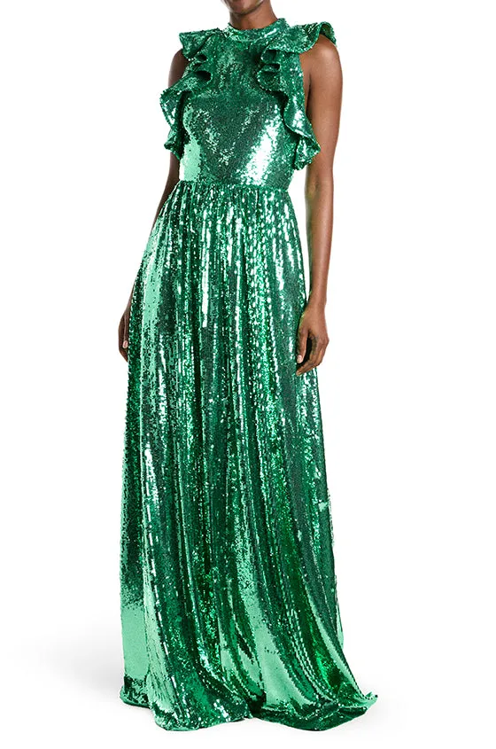 Jewel Neck Sleeveless Sequin Gown sold by Monique Lhuillier