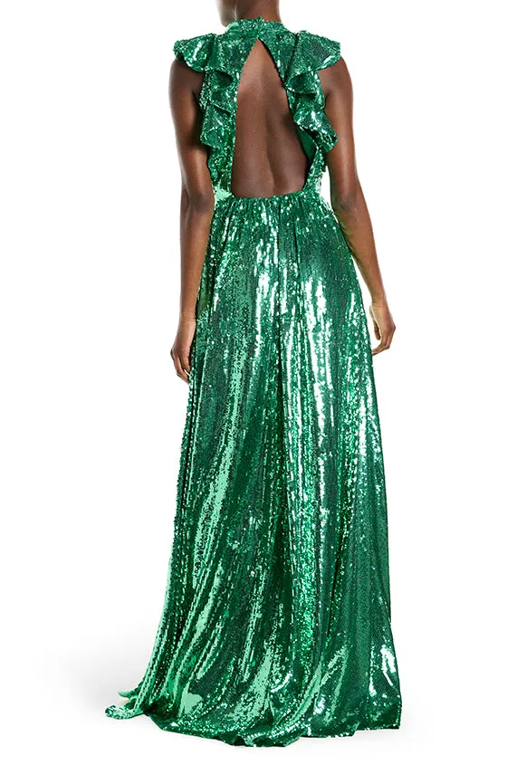 Jewel Neck Sleeveless Sequin Gown sold by Monique Lhuillier product image thumbnail 5
