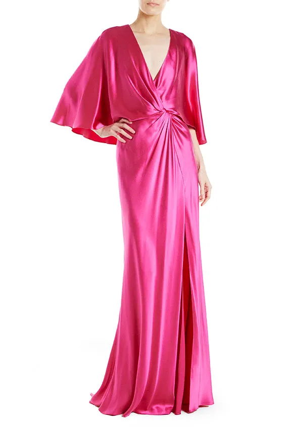 V-Neck Draped Capelet Sleeve Gown sold by Monique Lhuillier product image thumbnail 2