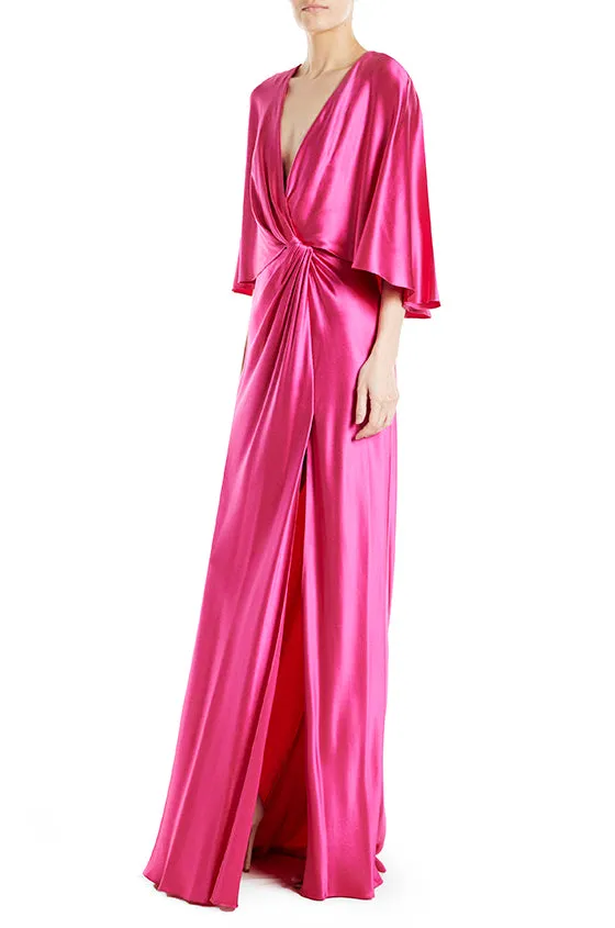 V-Neck Draped Capelet Sleeve Gown sold by Monique Lhuillier product image thumbnail 3