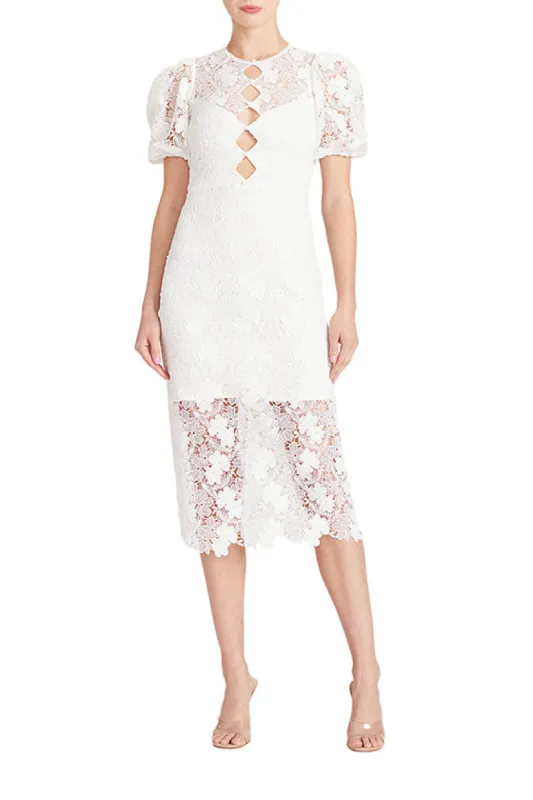 Short Sleeve Lace Midi Dress sold by Monique Lhuillier