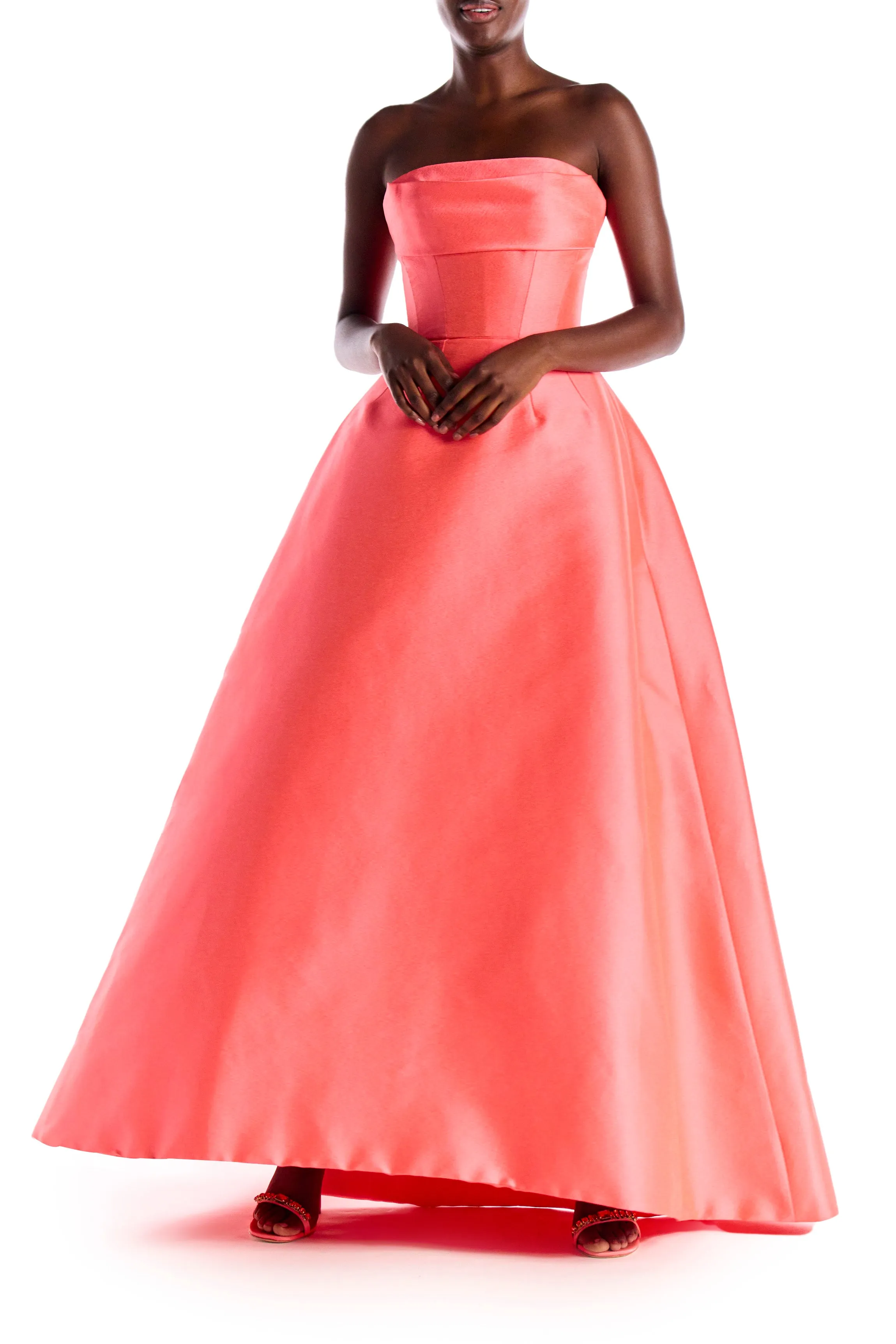 Strapless Jacquard High Low Gown sold by Monique Lhuillier