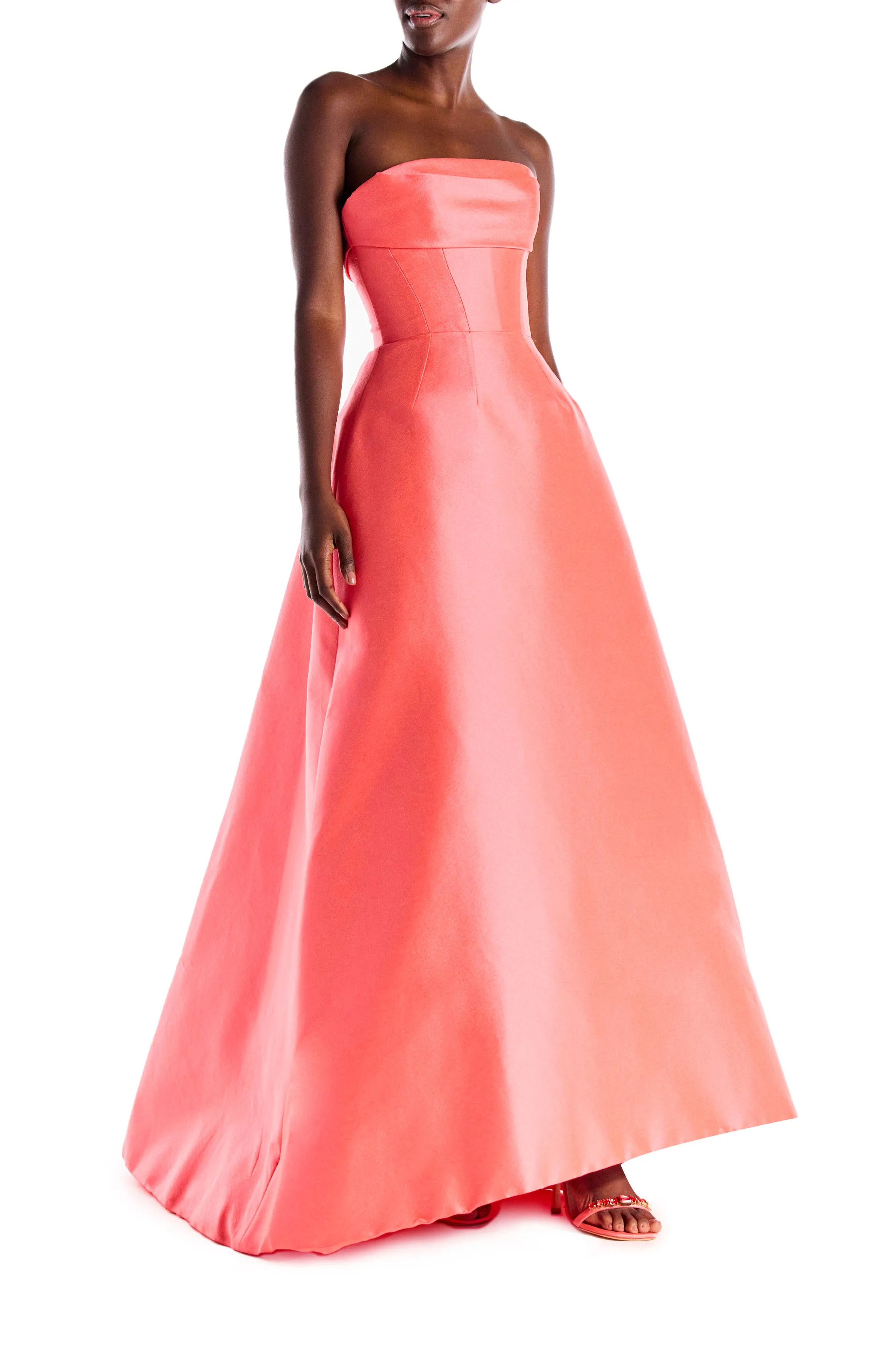 Strapless Jacquard High Low Gown sold by Monique Lhuillier product image thumbnail 2