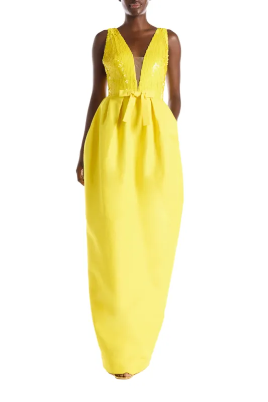 Deep V-Neck Gown made by Monique Lhuillier