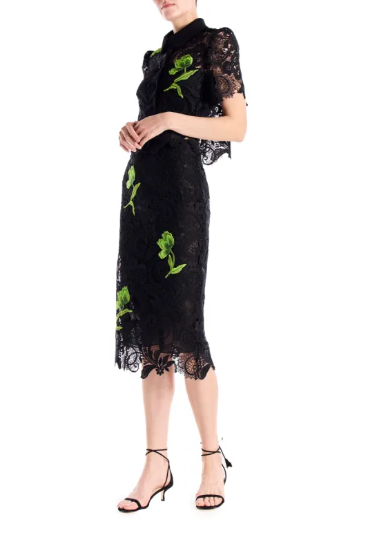 Embroidered Lace Pencil Skirt sold by Monique Lhuillier