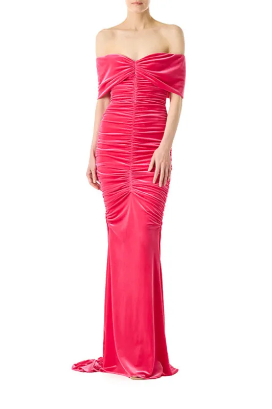 Off the Shoulder Ruched Gown sold by Monique Lhuillier