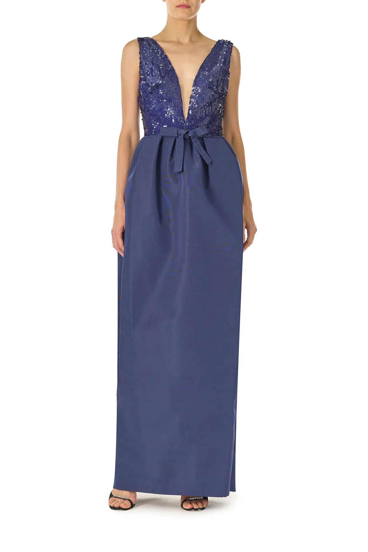 Deep V-Neck Gown Navy sold by Monique Lhuillier