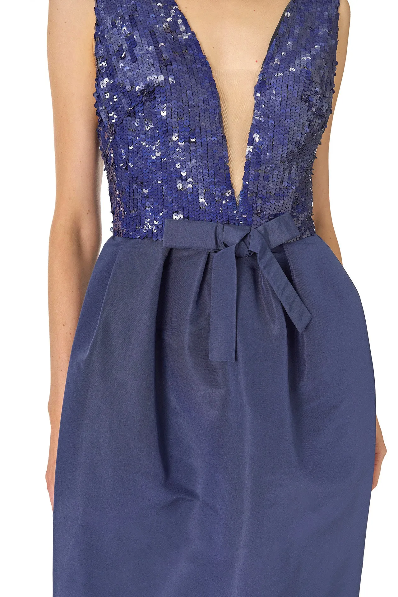 Deep V-Neck Gown Navy sold by Monique Lhuillier product image thumbnail 5
