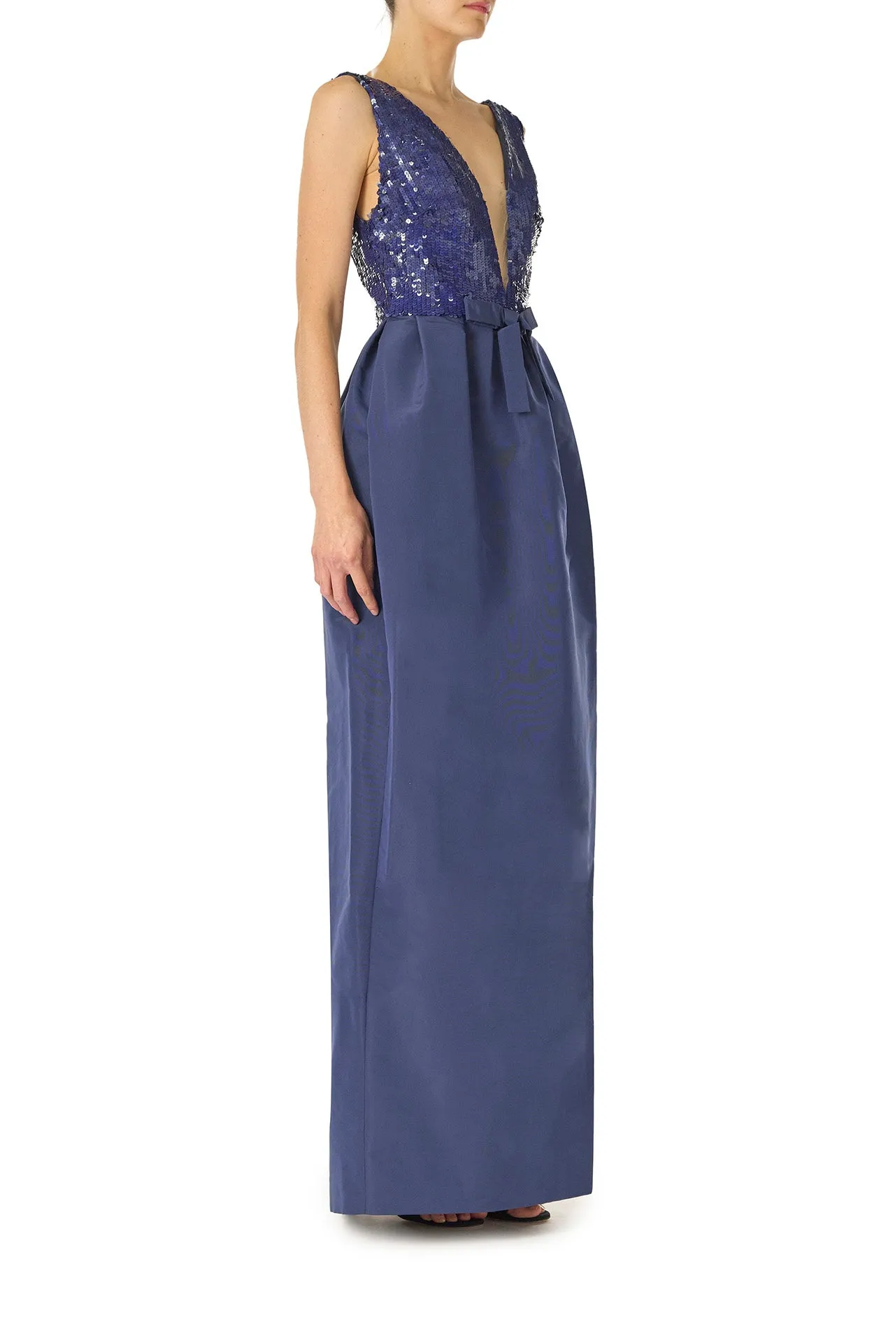 Deep V-Neck Gown Navy sold by Monique Lhuillier product image thumbnail 4