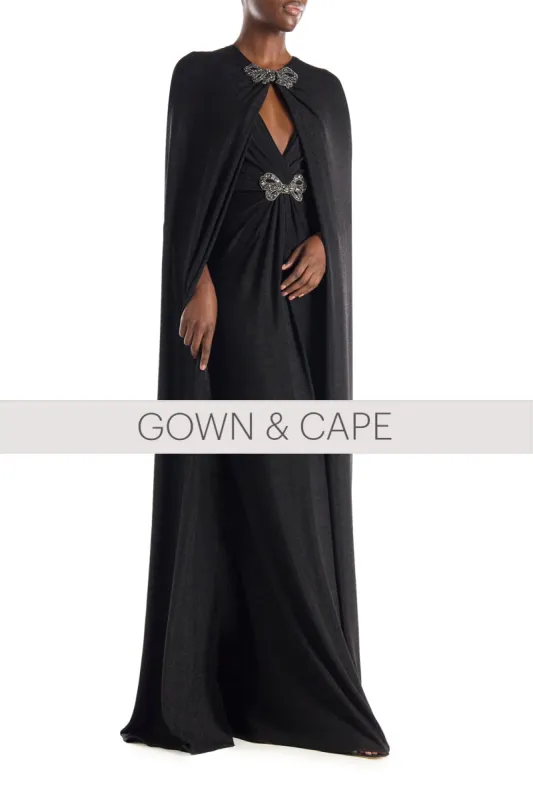 Glitter Knit Gown & Cape Set made by Monique Lhuillier