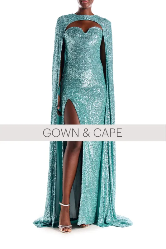 Sequin Evening Cape & Gown Set sold by Monique Lhuillier