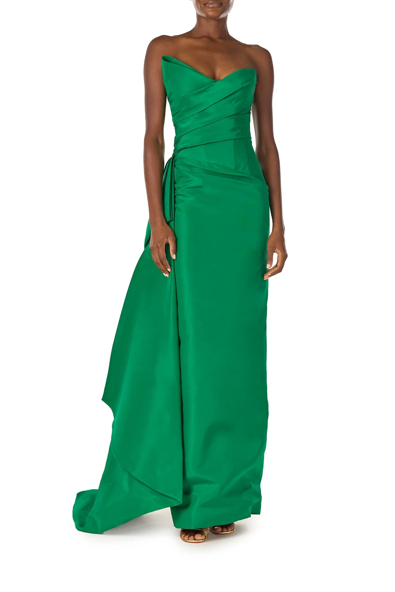 Asymmetric Draped Column Gown sold by Monique Lhuillier