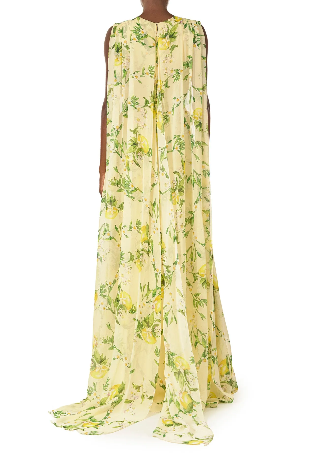 Lemon Print Georgette Gown sold by Monique Lhuillier product image thumbnail 4