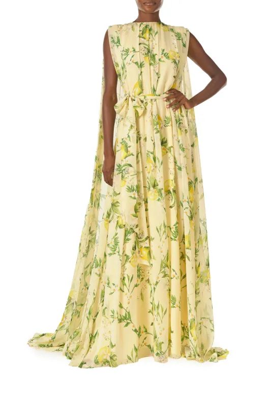 Lemon Print Georgette Gown sold by Monique Lhuillier