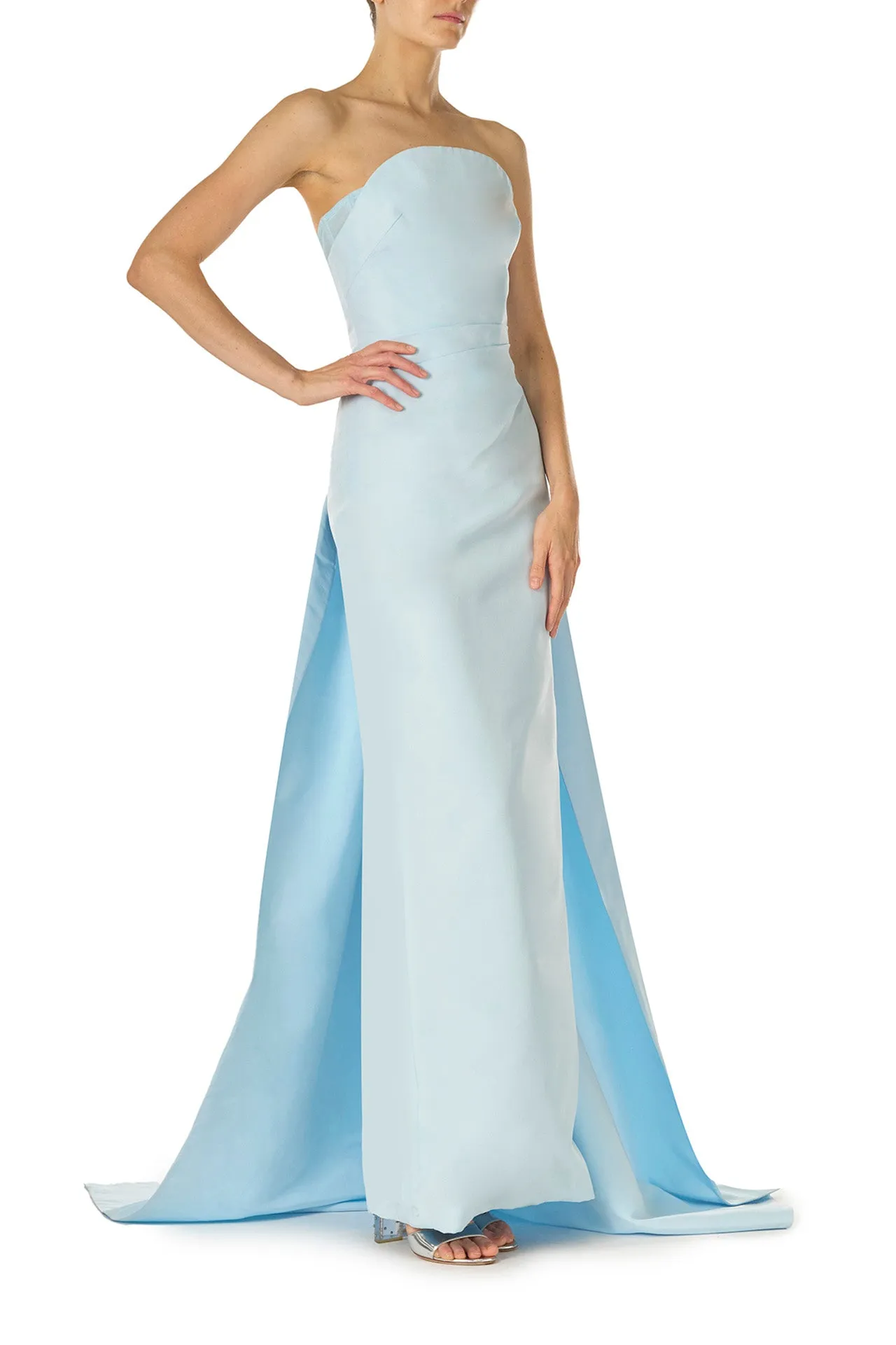 Faille Column Gown with Train sold by Monique Lhuillier product image thumbnail 3