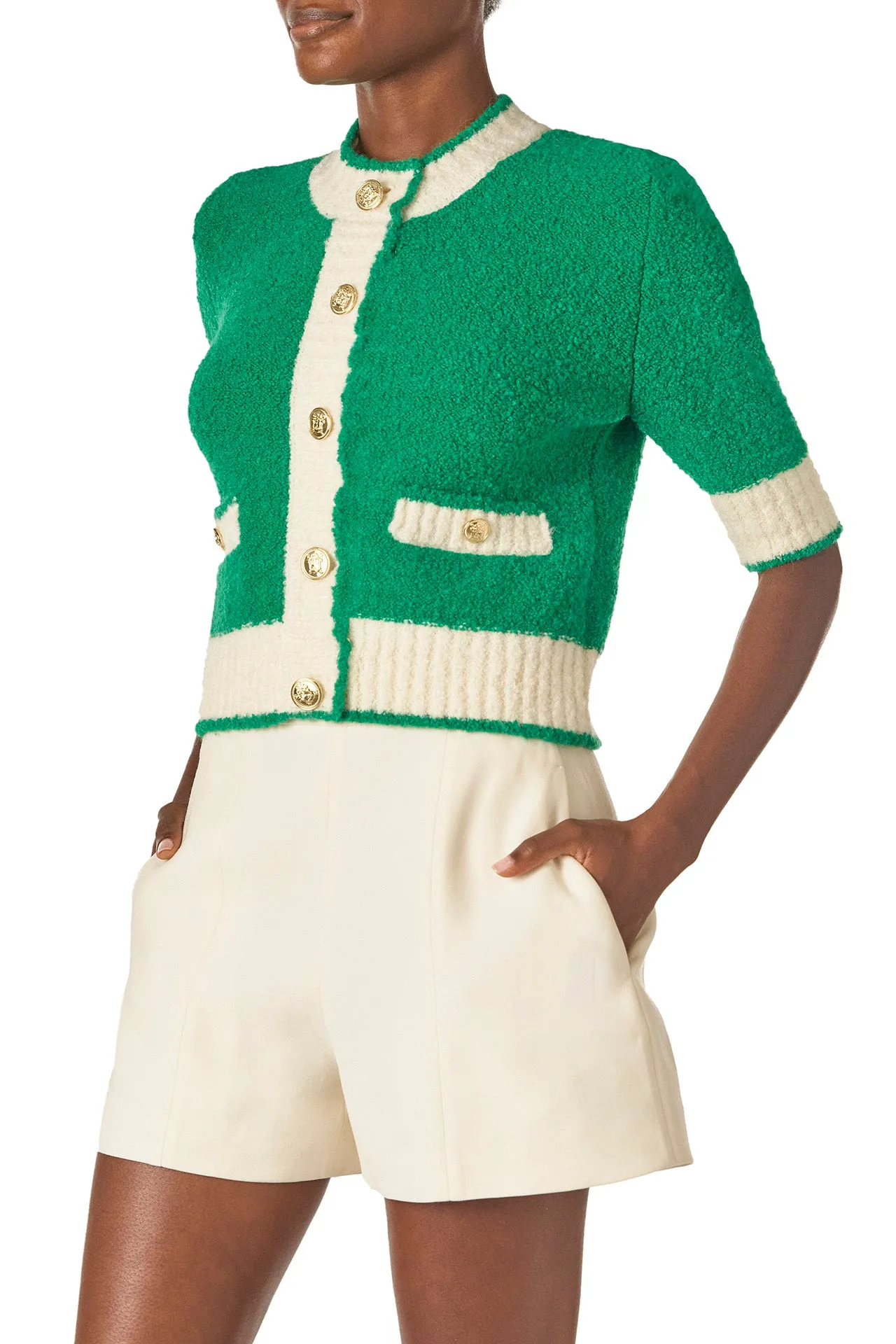 Short Sleeve Knit Cardigan sold by Monique Lhuillier product image thumbnail 3
