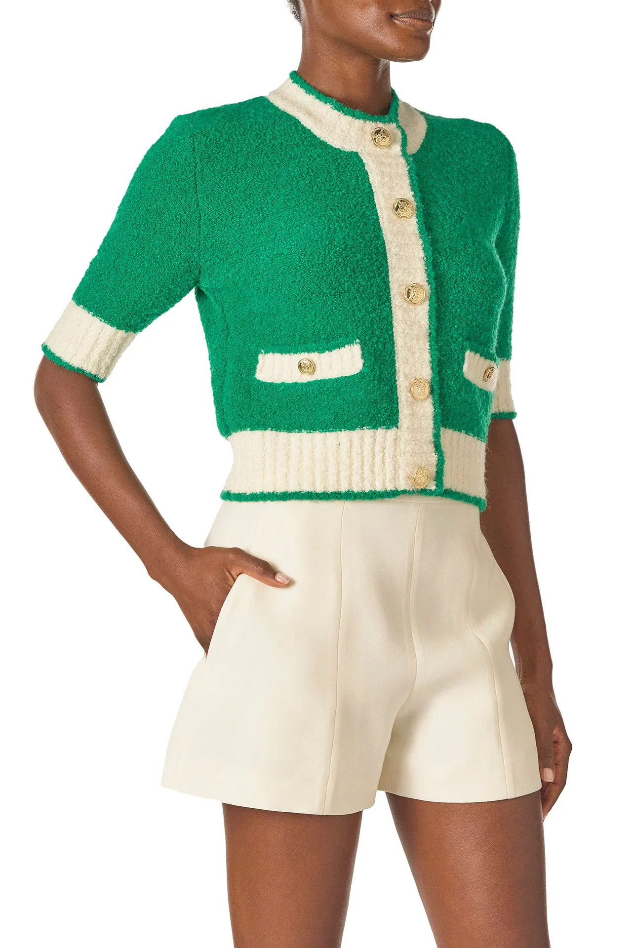 Short Sleeve Knit Cardigan sold by Monique Lhuillier product image thumbnail 5