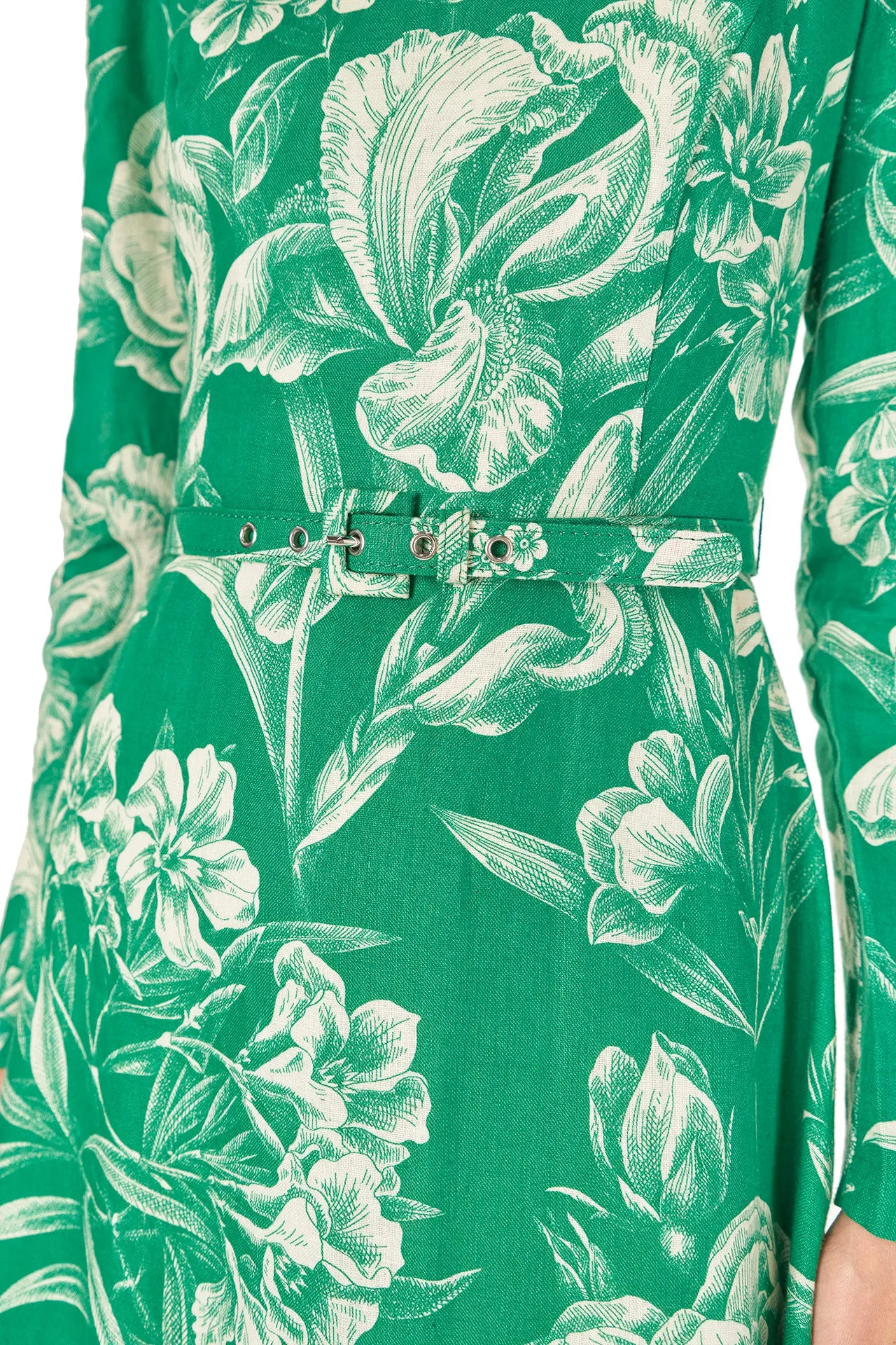 Long Sleeve Floral Day Dress sold by Monique Lhuillier product image thumbnail 4